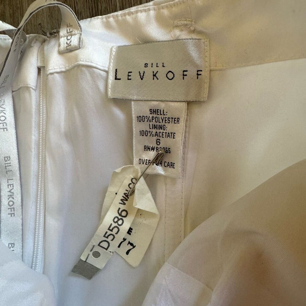 Bill Levkoff White Satin Strapless Wedding Gown Bridal Dress Bow Train Size 6 - Picture 2 of 16